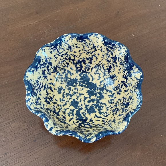 Artistic Blue and Cream Ceramic Bowl - Picture 2 of 5